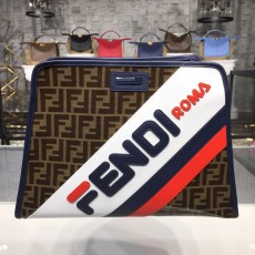 펜디 FENDI FF 레더 피카부 디펜더 토트 백