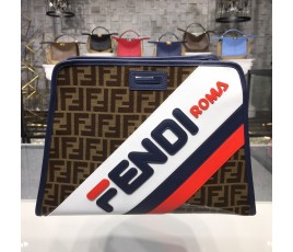 펜디 FENDI FF 레더 피카부 디펜더 토트 백