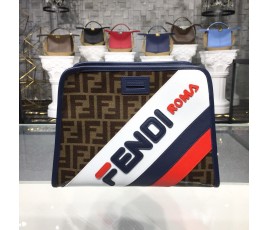 펜디 FENDI FF 레더 피카부 디펜더 토트 백