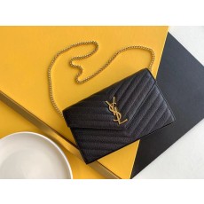 세인트로랑 YSL 로고 모노그램 체인 숄더백 블랙 (금장)